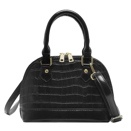 Patent Leather Top Handle Tote Bag Mini Zip Around Dome Shoulder Bag Shell Shape Cross Body Handbag Purse Satchel