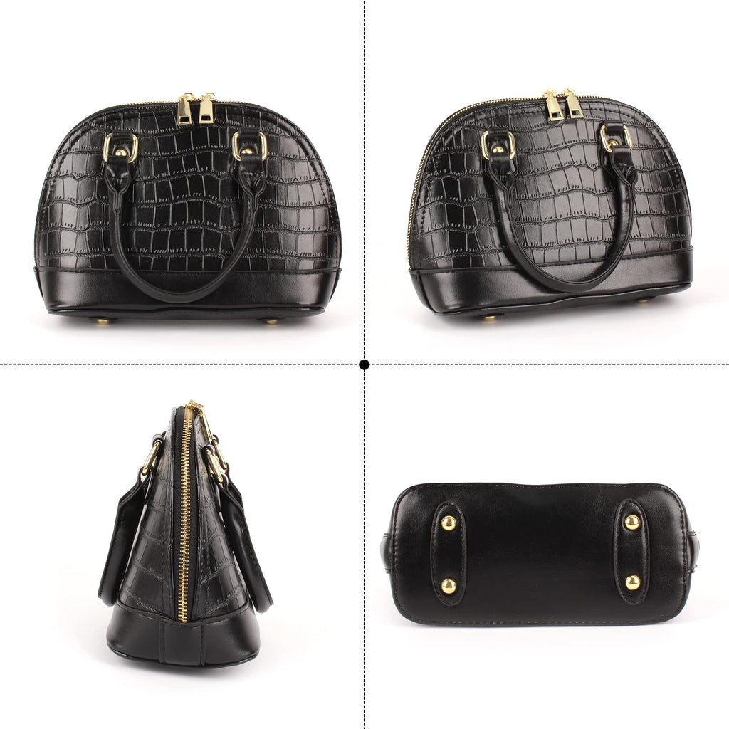Patent Leather Top Handle Tote Bag Mini Zip Around Dome Shoulder Bag Shell Shape Cross Body Handbag Purse Satchel