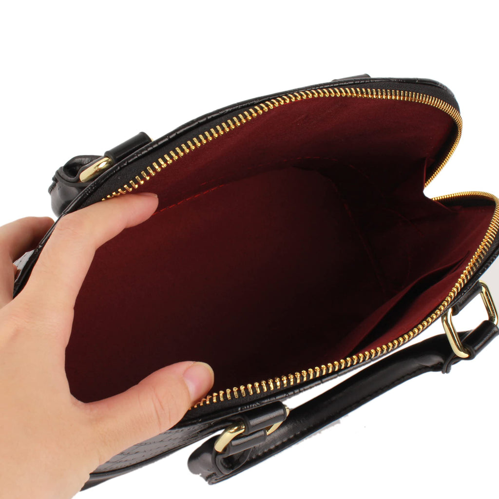 Patent Leather Top Handle Tote Bag Mini Zip Around Dome Shoulder Bag Shell Shape Cross Body Handbag Purse Satchel