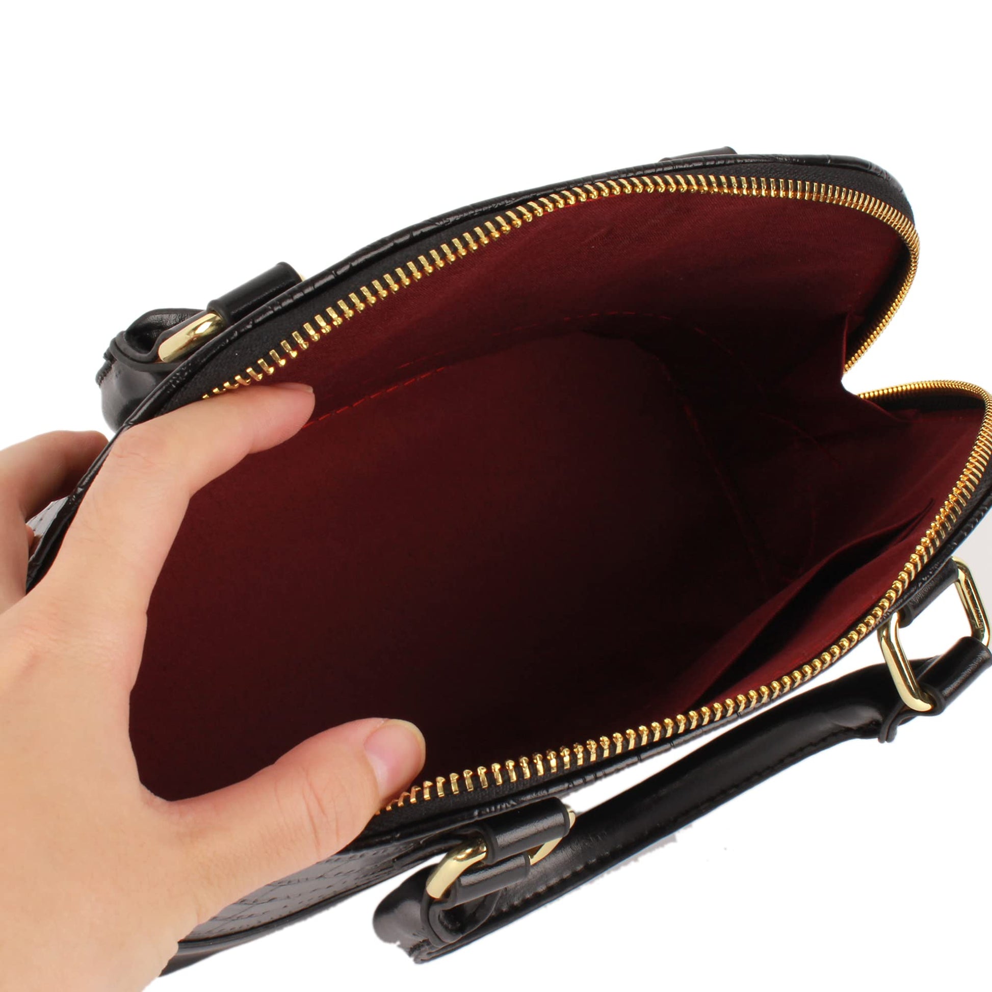 Patent Leather Top Handle Tote Bag Mini Zip Around Dome Shoulder Bag Shell Shape Cross Body Handbag Purse Satchel